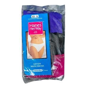 NOS 3-Pack Hanes Her Way Cotton Bikini Panties Women's Size 5 NEW 1994